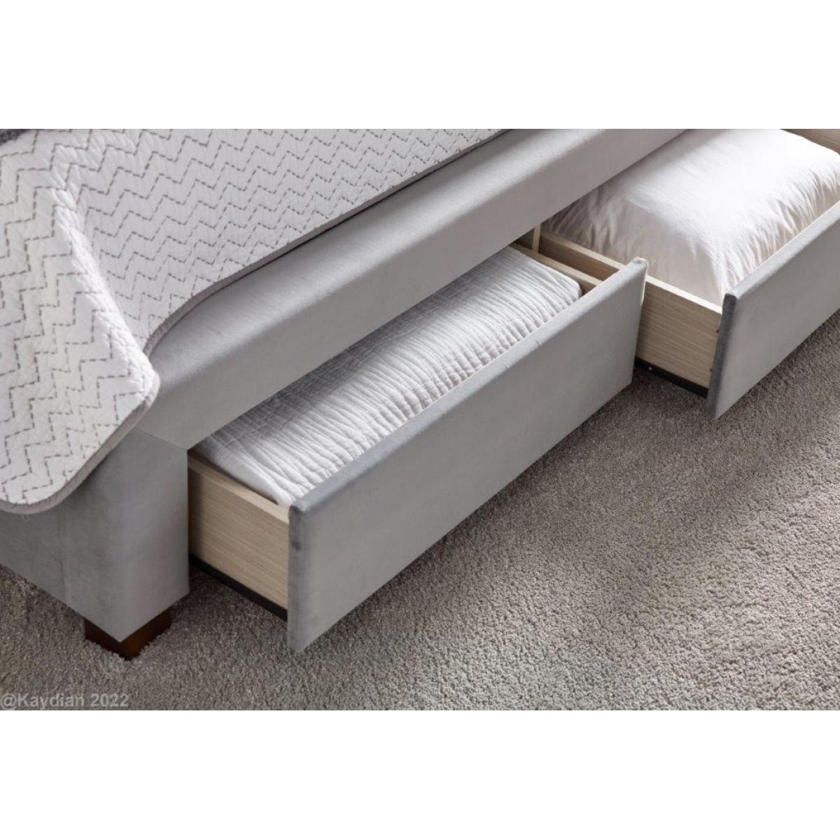 Downtown Hadrian Footend Drawer Bed in Roman Grey Fabric - ["Grey"], ["Double","King"] – image 2