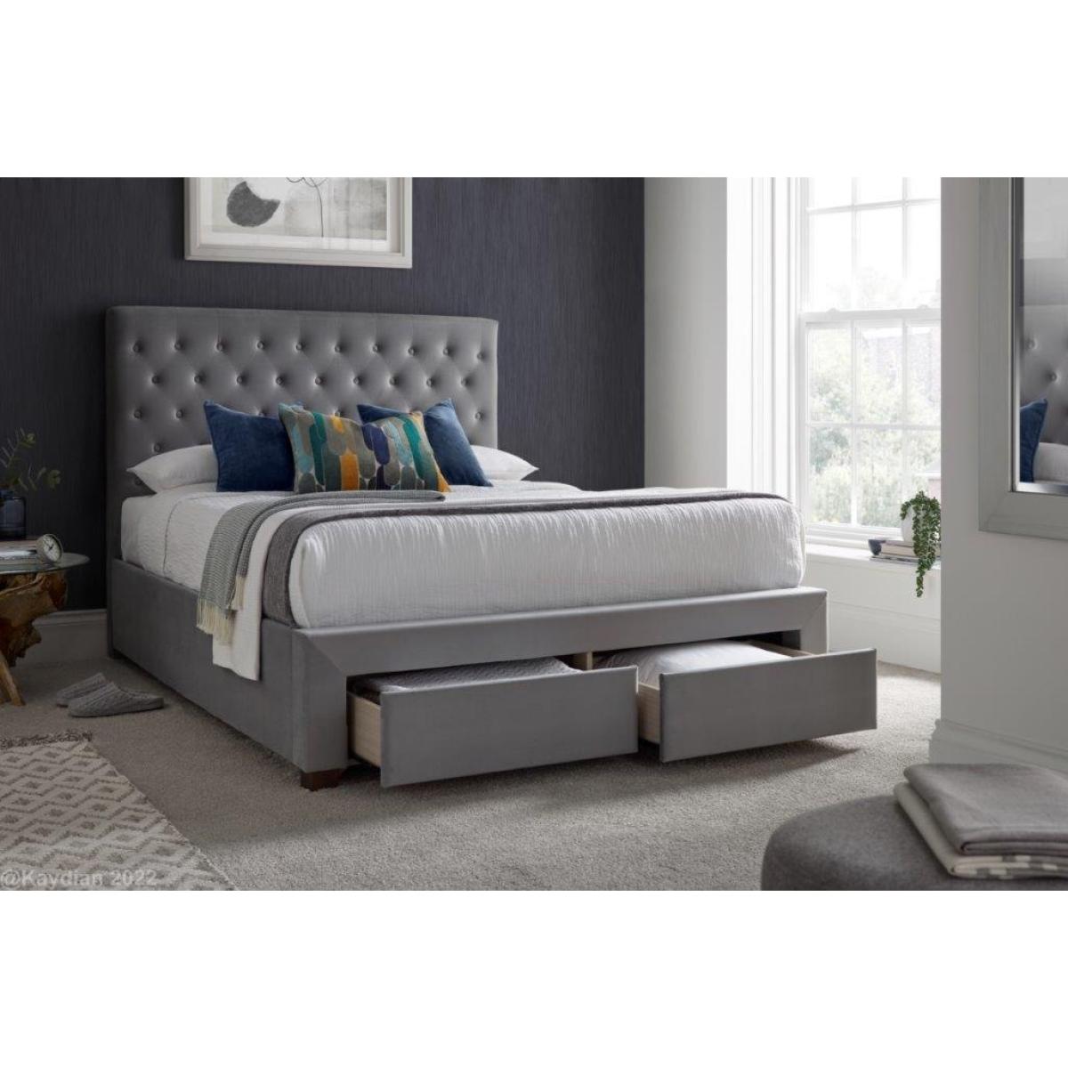 Downtown Hadrian Footend Drawer Bed in Roman Grey Fabric - ["Grey"], ["Double","King"] – image 3