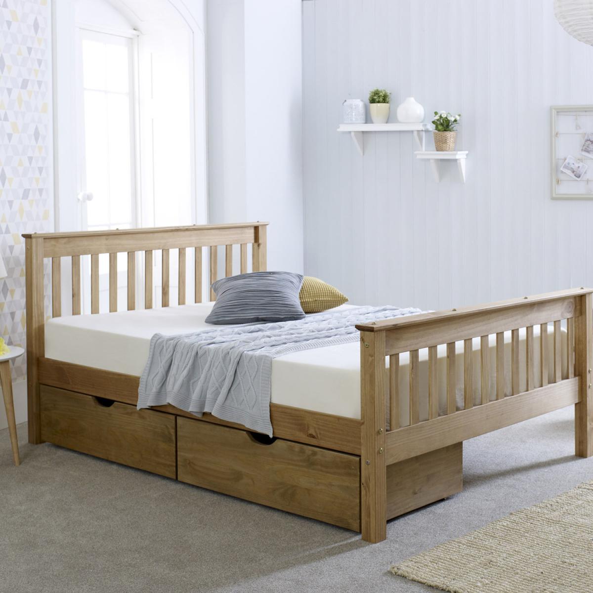 Solid Brazilian Pine wood Somerset Bed Frame - Rustic Waxed / King