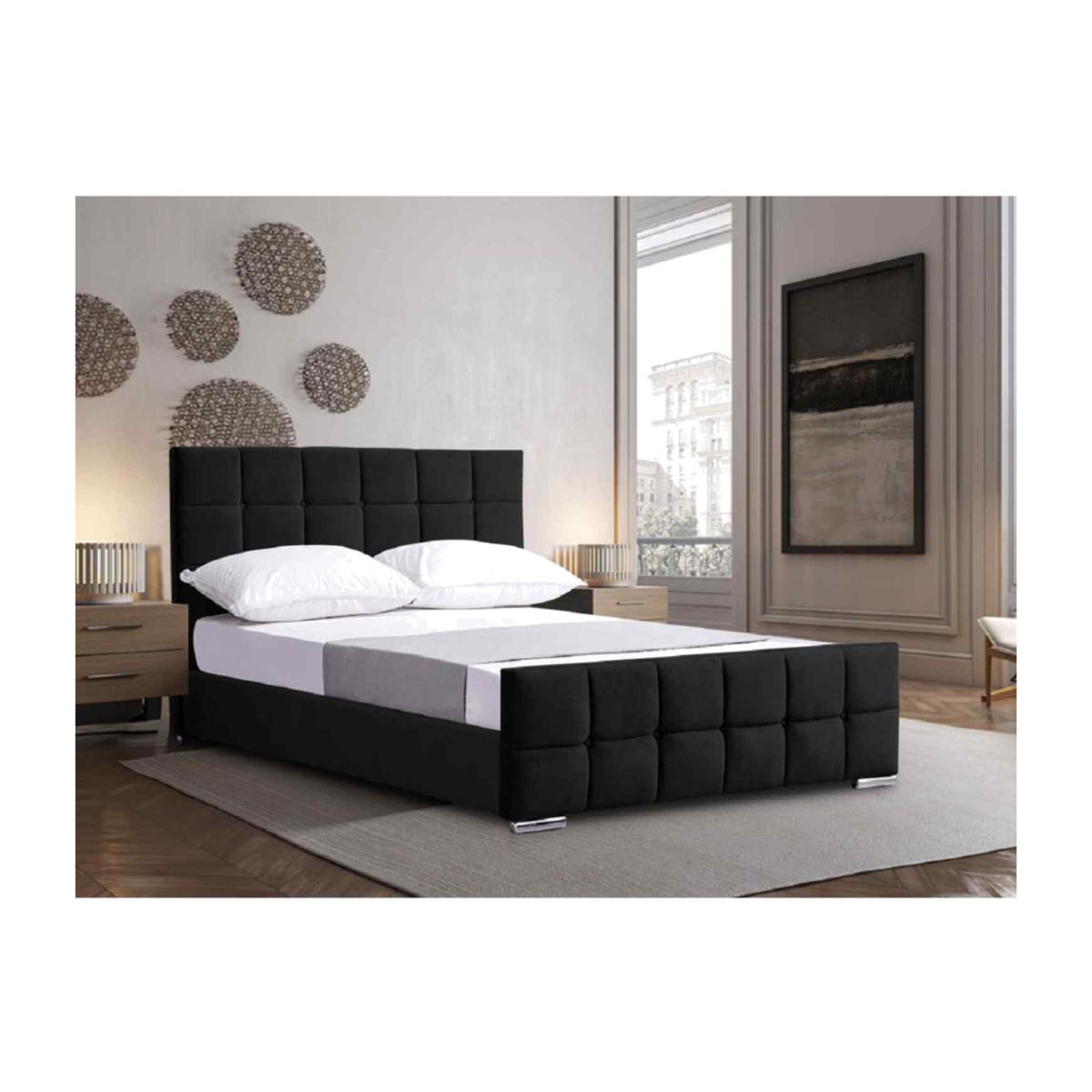 Milada Upholstered Plush Velvet Bed Frame - Black / King Size