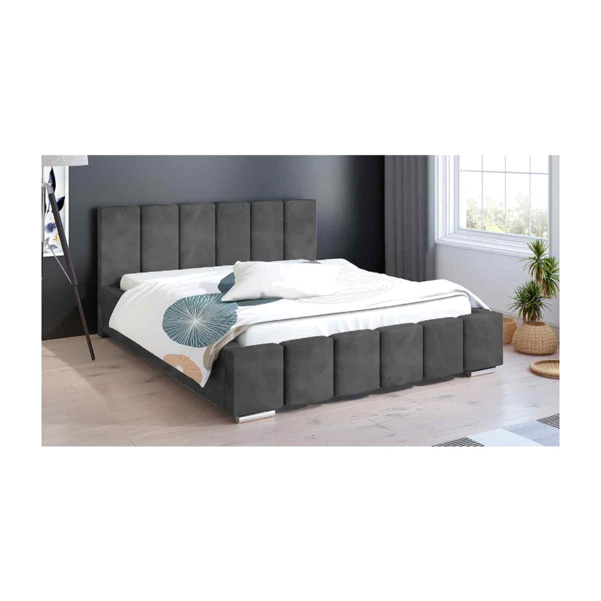 Louise Upholstered Plush Velvet Bed Frame - Grey / King Size