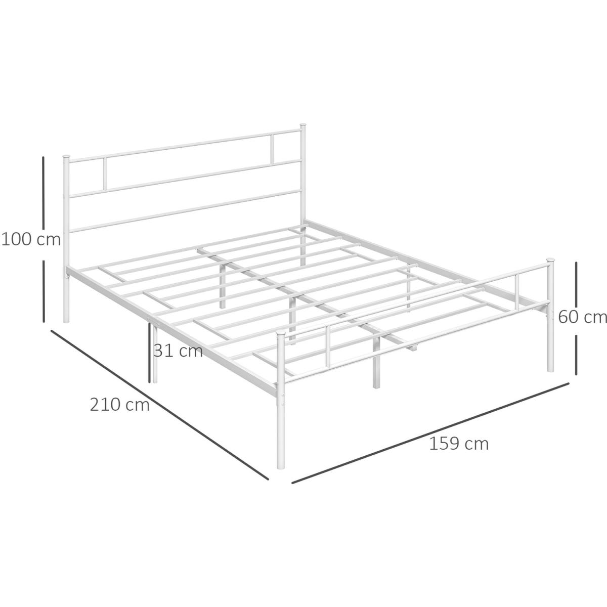 King Metal Bed Frame with Headboard and Footboard - White – image 2