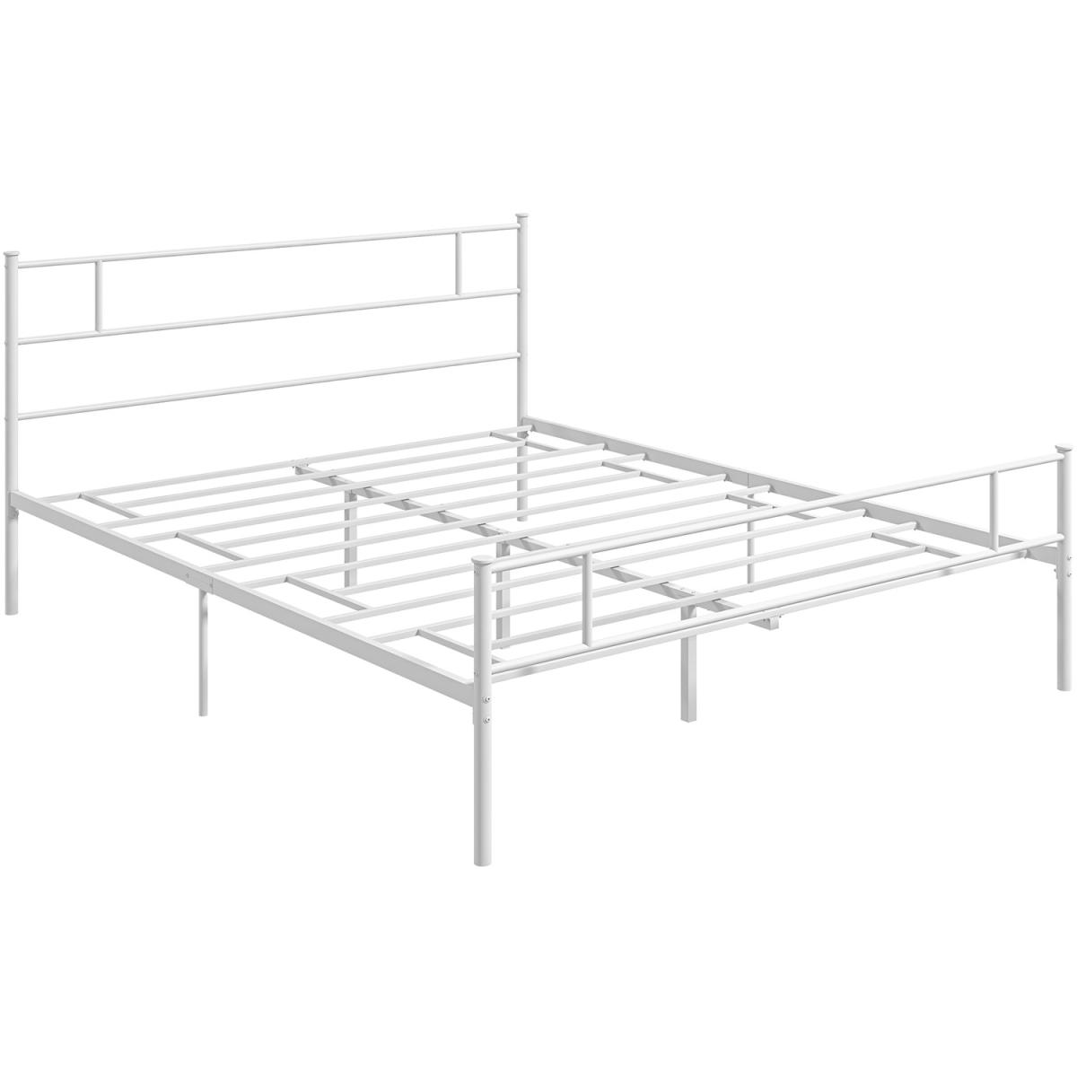 King Metal Bed Frame with Headboard and Footboard - White – image 7