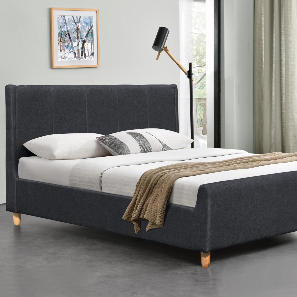 Grey Upholstered Linen Fabric Bed Frame - King – image 2