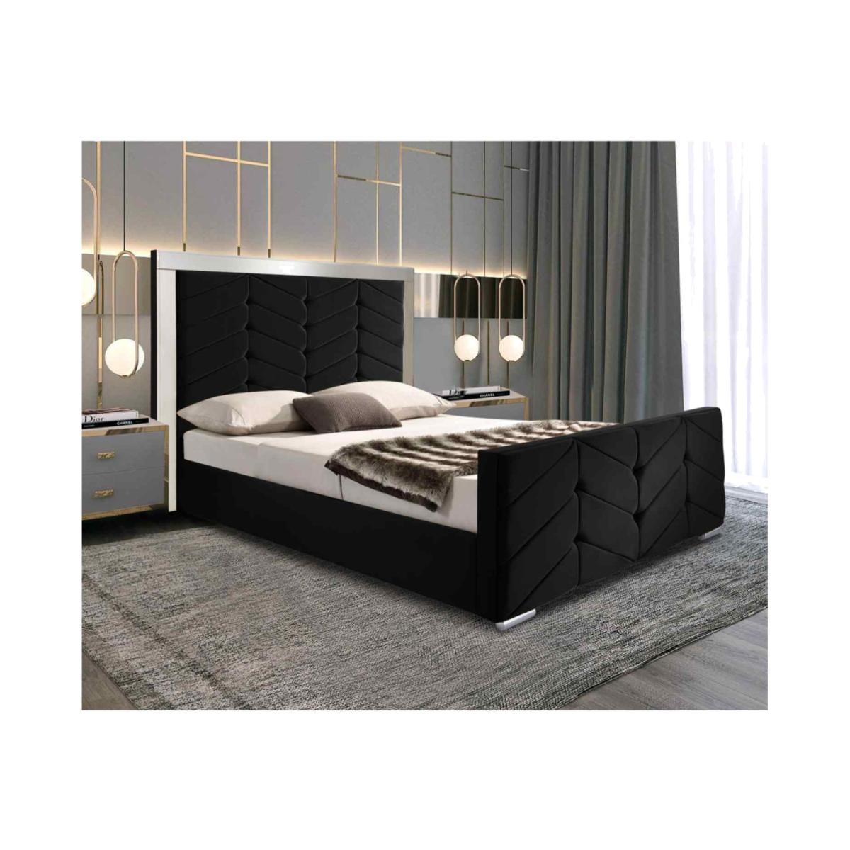 MAlice Upholstered Plush Velvet Bed Frame - Black / King