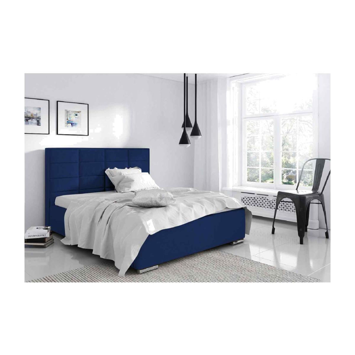 Angela Upholstered Plush Velvet Bed Frame - Blue / King Size