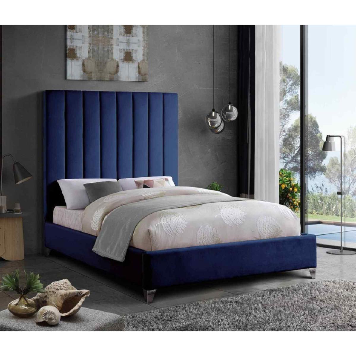 Alessandro Upholstered Plush Velvet Bed Frame - Blue / King Size – image 3