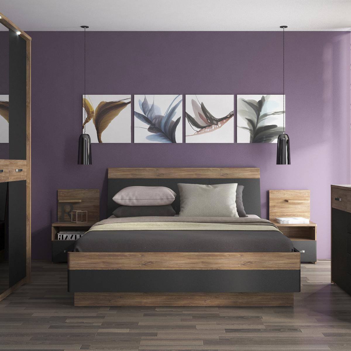 Jonas & James Orlando Bed - Stirling Oak / black / King – image 3