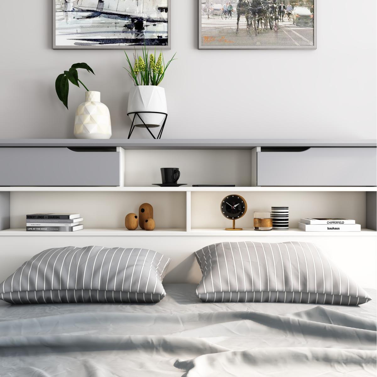 Fabio Grey And White Wooden Storage Bed - Grey / King / Bed Frame – image 2