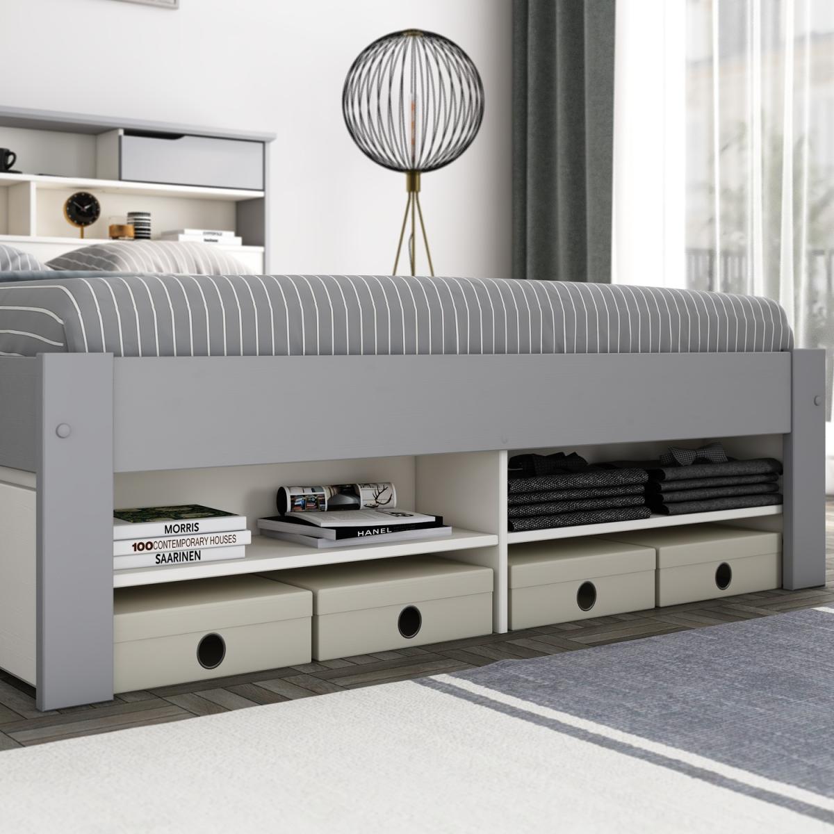 Fabio Grey And White Wooden Storage Bed - Grey / King / Bed Frame – image 3
