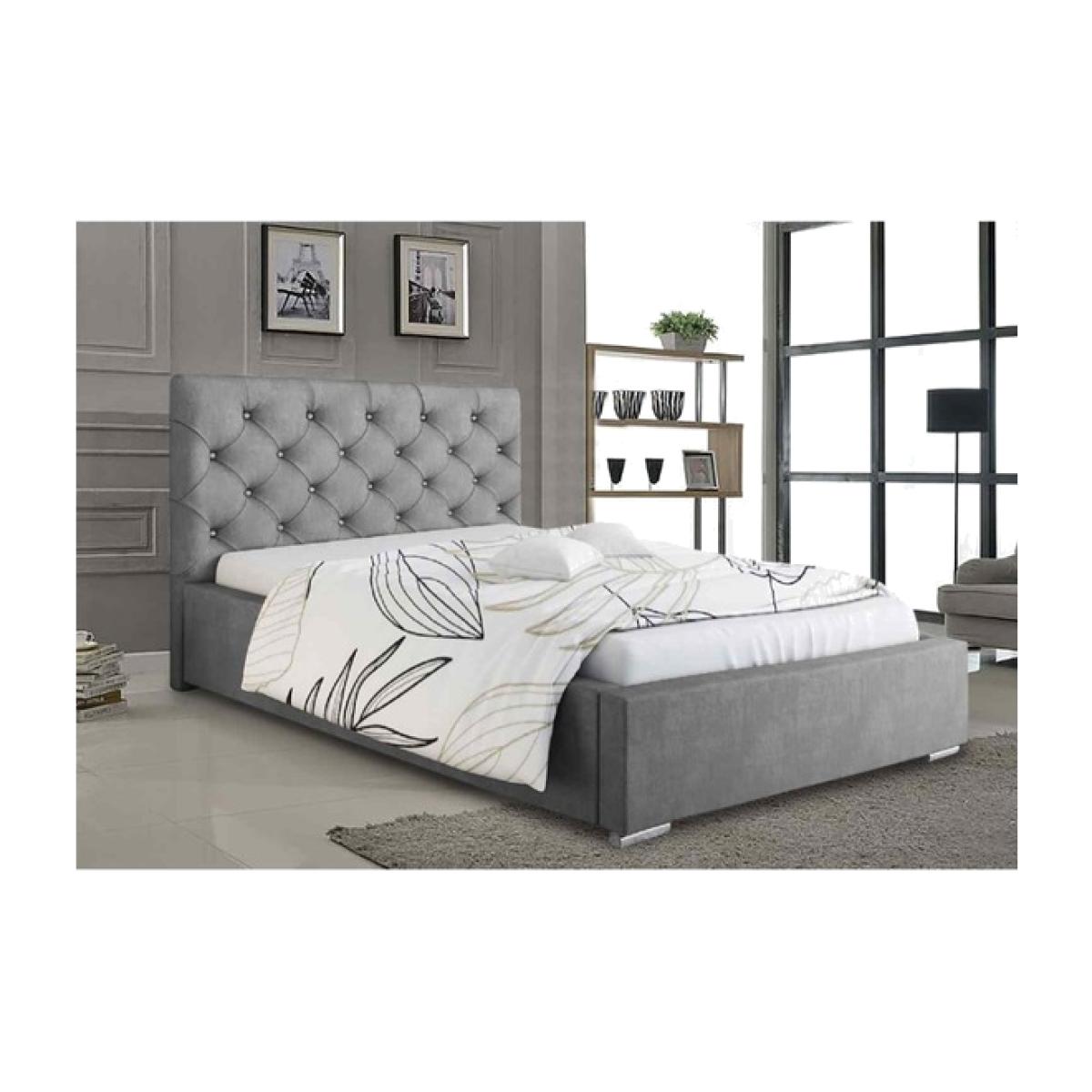 James Upholstered Plush Velvet Bed Frame - Grey / King Size