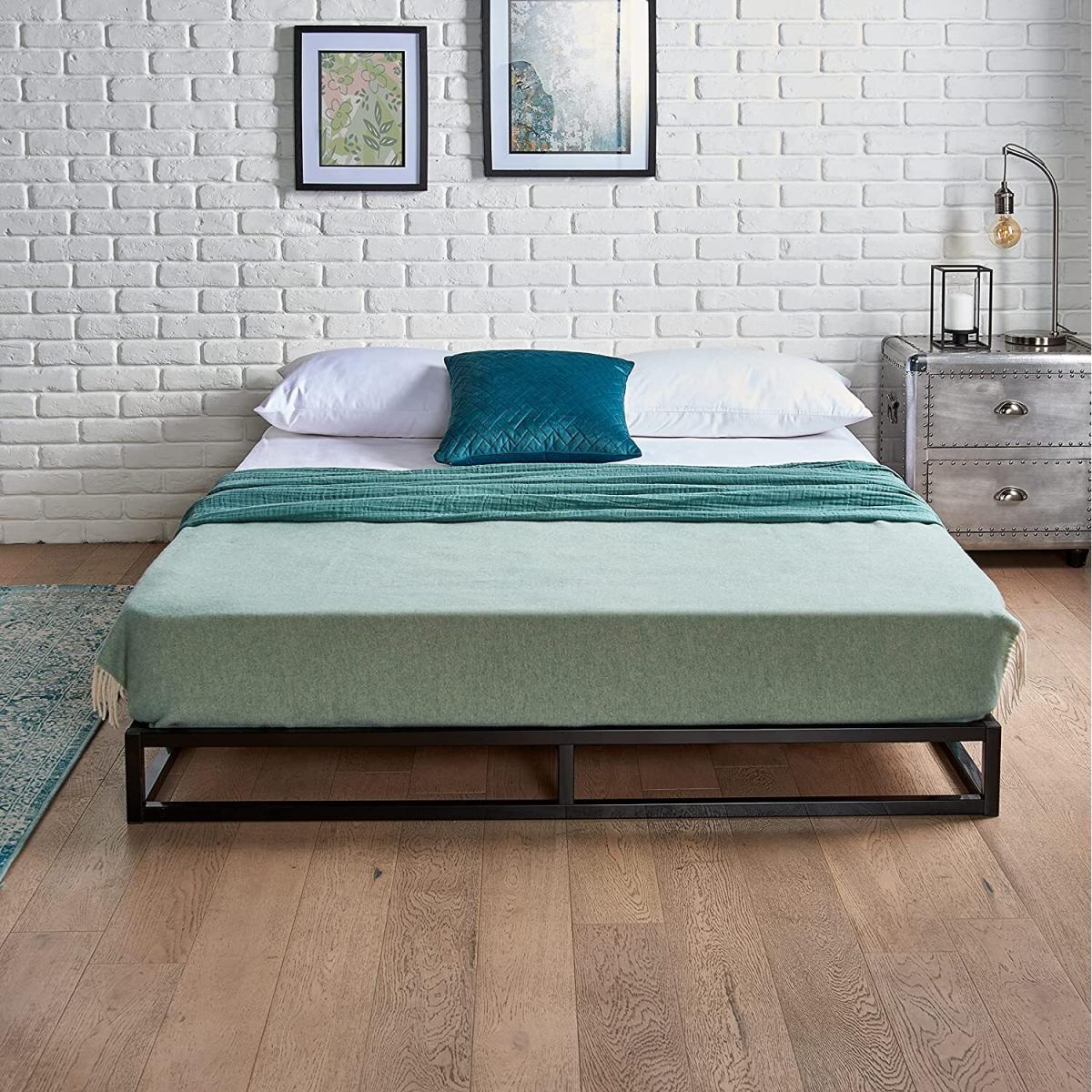 Platform Bed Frame Low Profile with Hybrid Mattress - Black / King – image 2