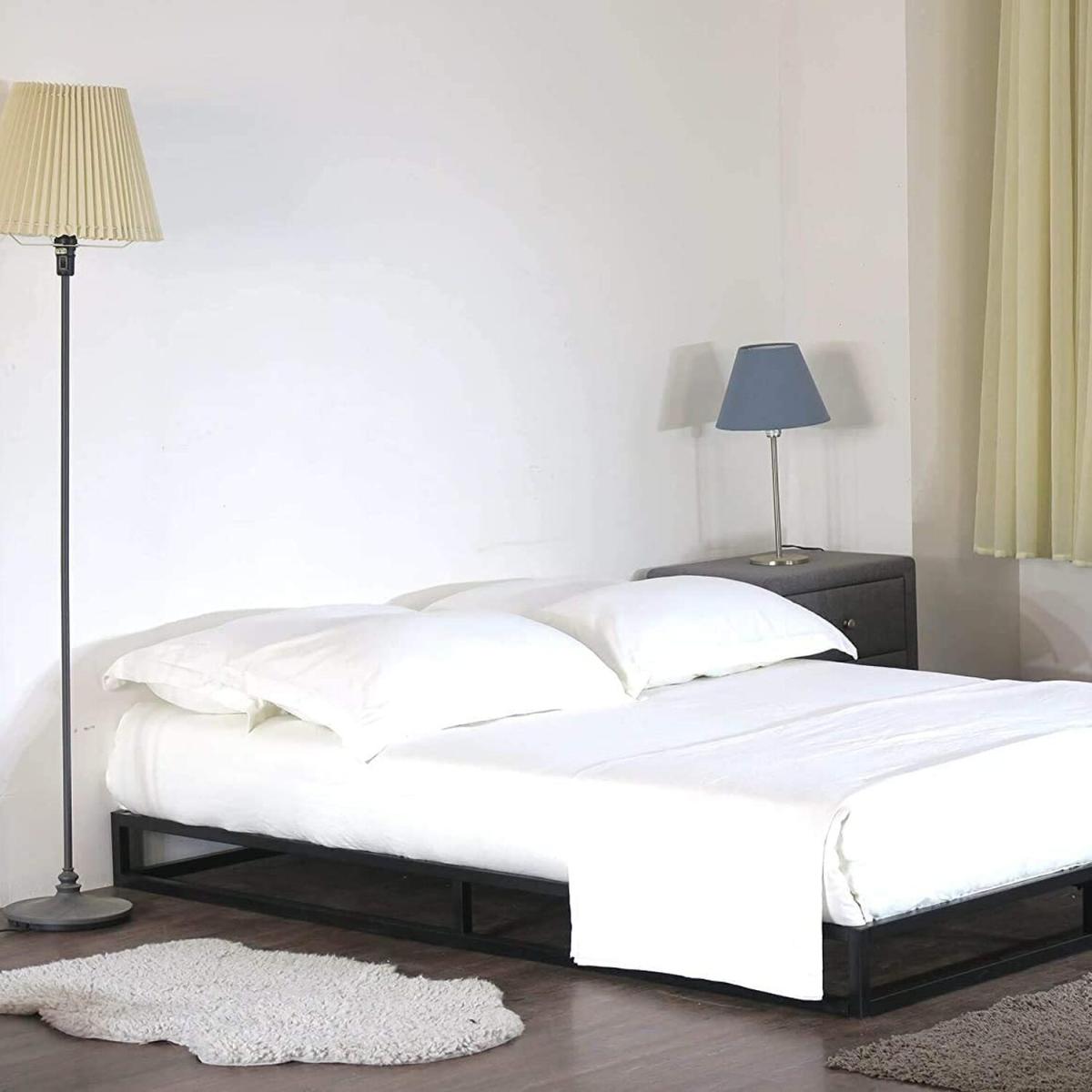 Platform Bed Frame Low Profile with Hybrid Mattress - Black / King – image 3