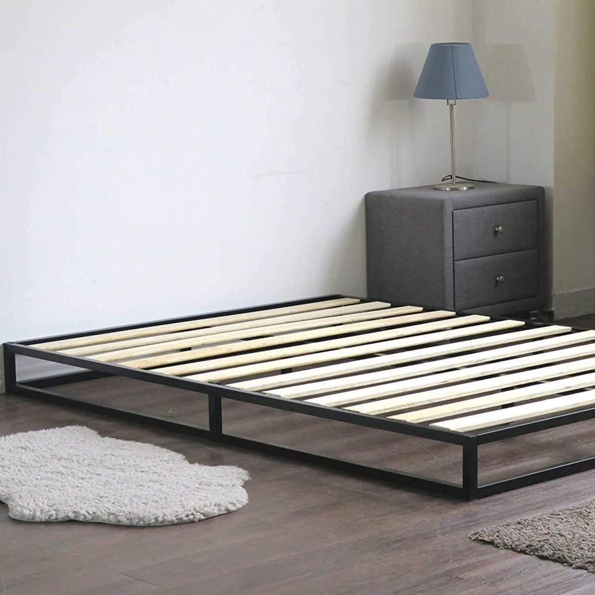 Platform Bed Frame Low Profile with Hybrid Mattress - Black / King – image 4
