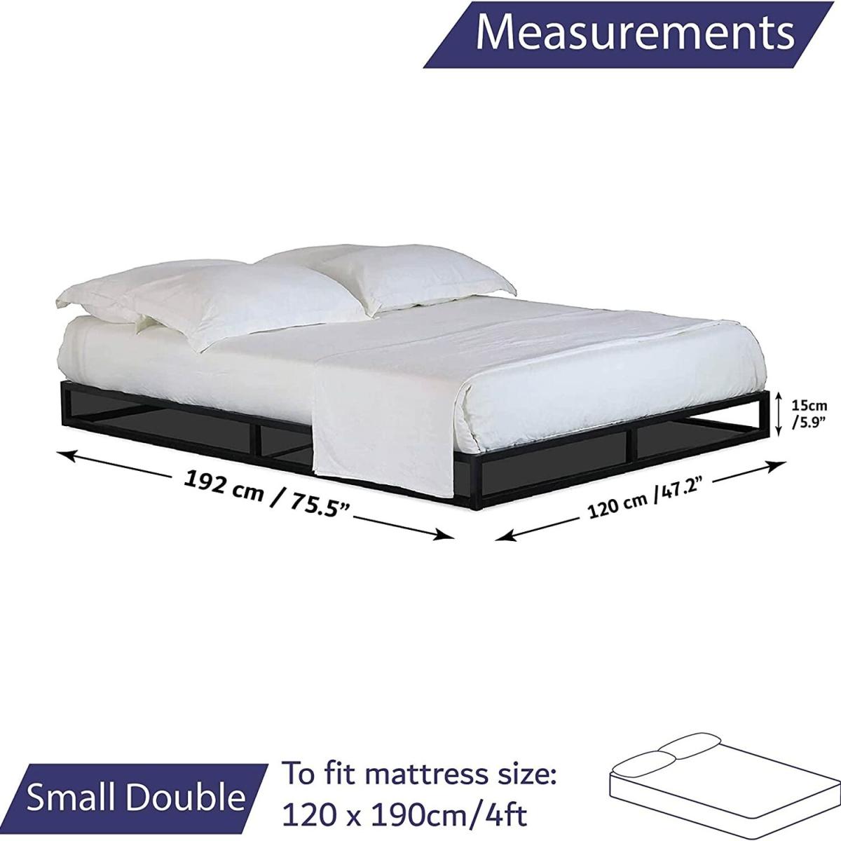 Platform Bed Frame Low Profile with Hybrid Mattress - Black / King – image 6