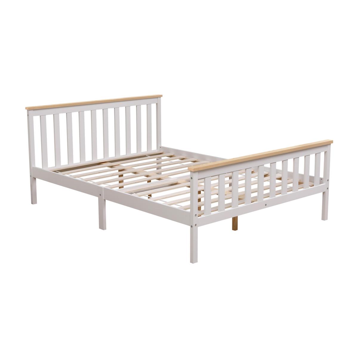 Somnium White Shaker Wooden Bed Frame - Natural / King