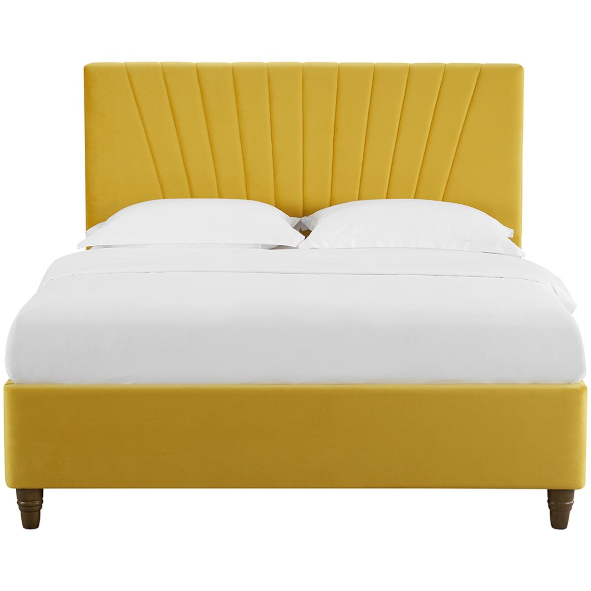 Lexie Velvet Bed Frame - Mustard / King – image 3