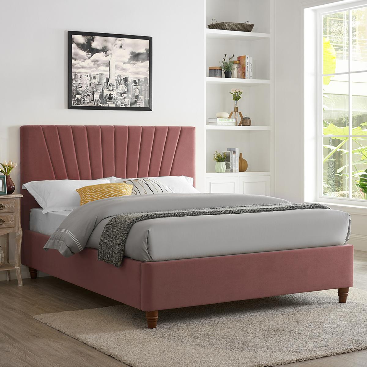 Lexie Velvet Bed Frame - Mustard / King – image 6