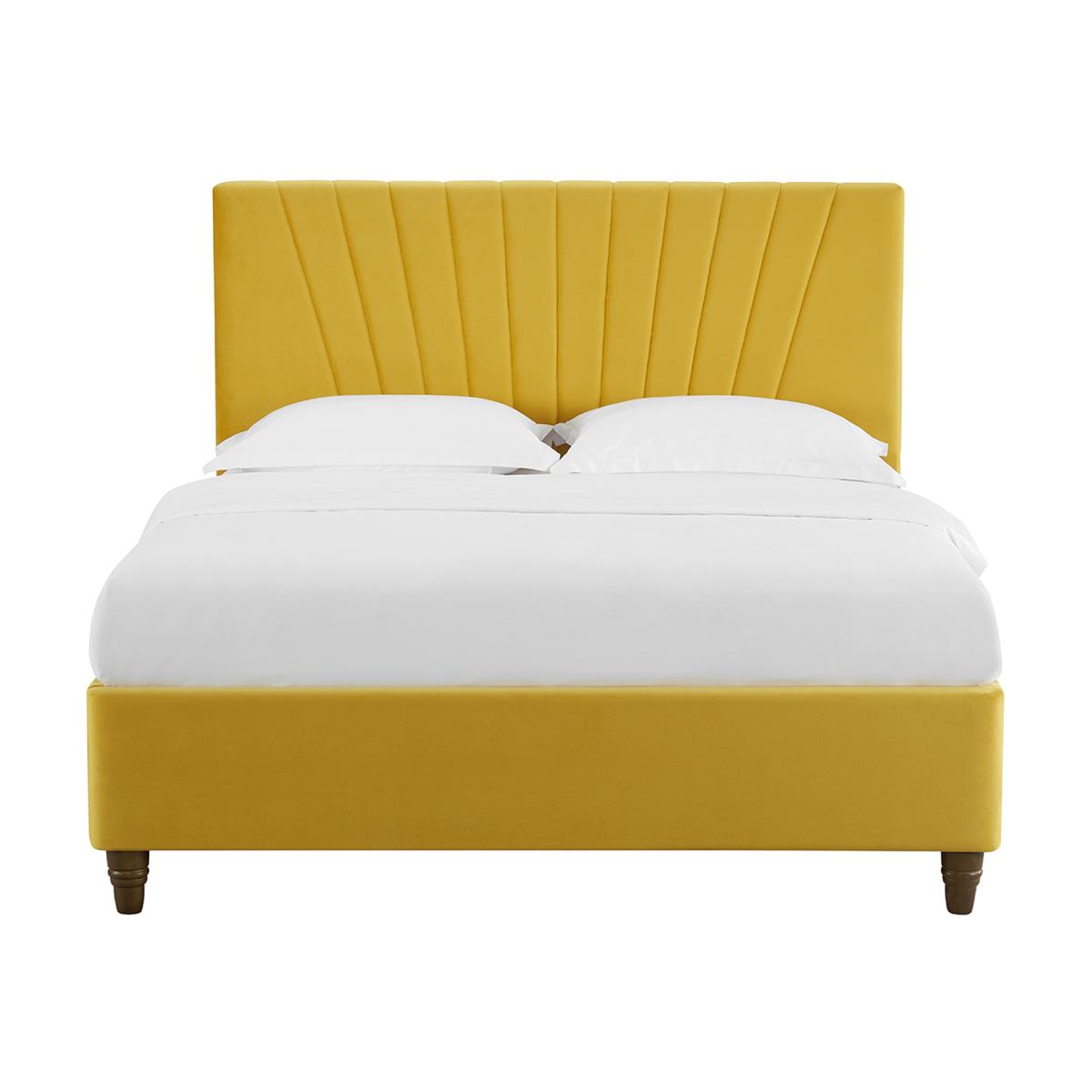 Lexie Velvet Bed Frame - Mustard / King – image 1