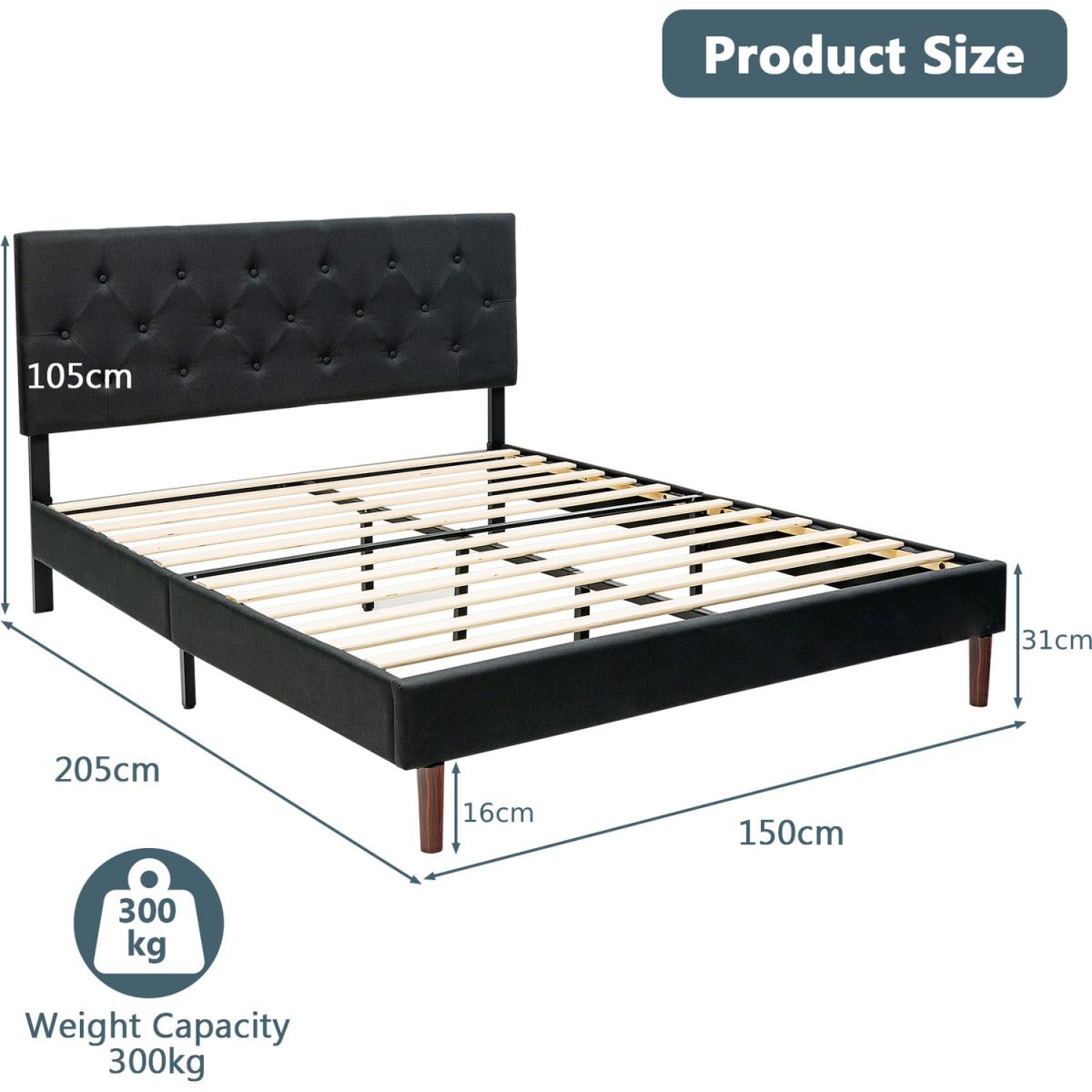 Costway King Size Bed Frame-Black - Black – image 3