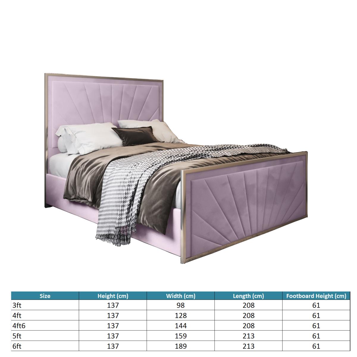 Roxy Upholstered Soft Velvet Metal Bed Frame - Pink / King – image 4