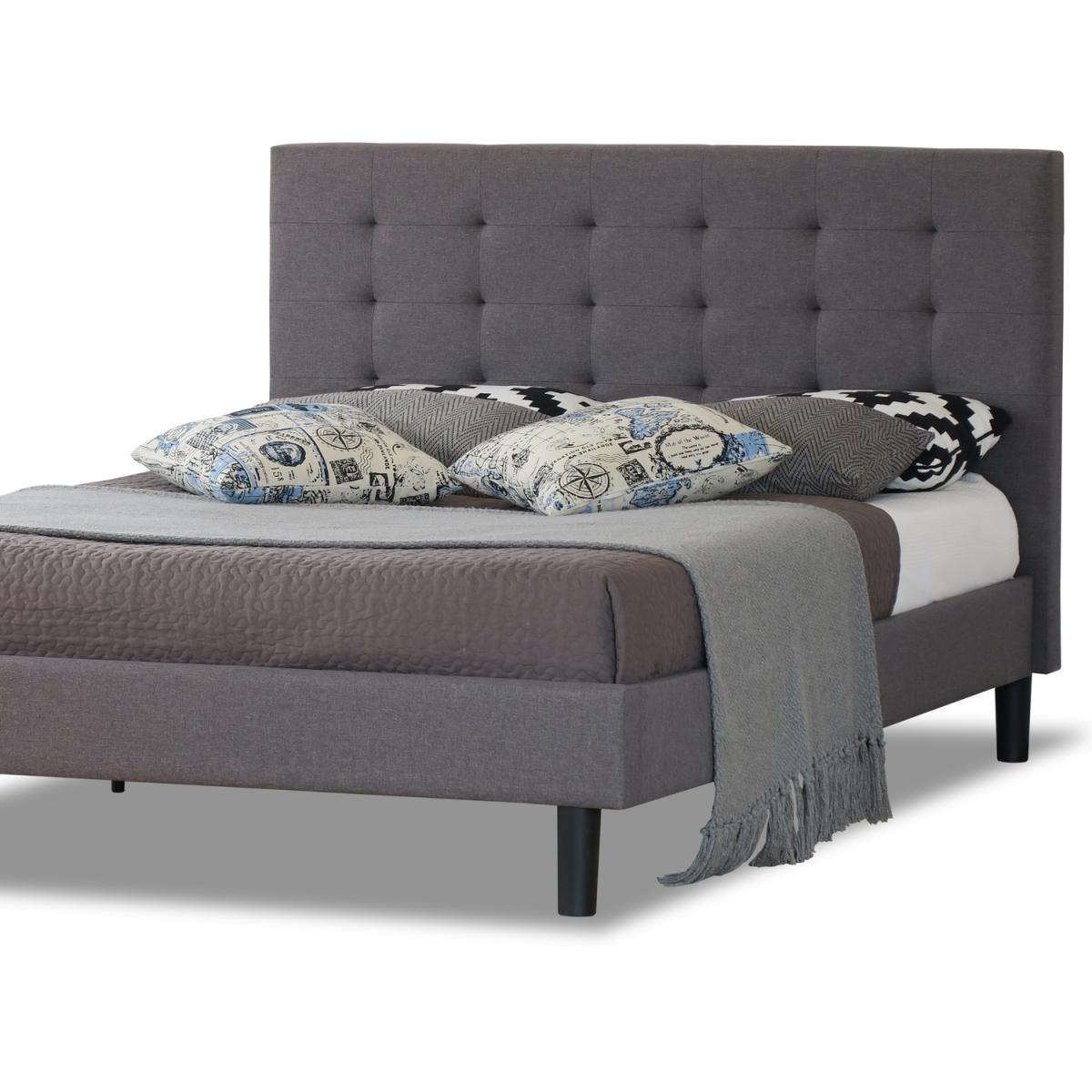 Grey Fabric King 5ft Bed with Wooden Sprung Slatted Base - Grey – image 3
