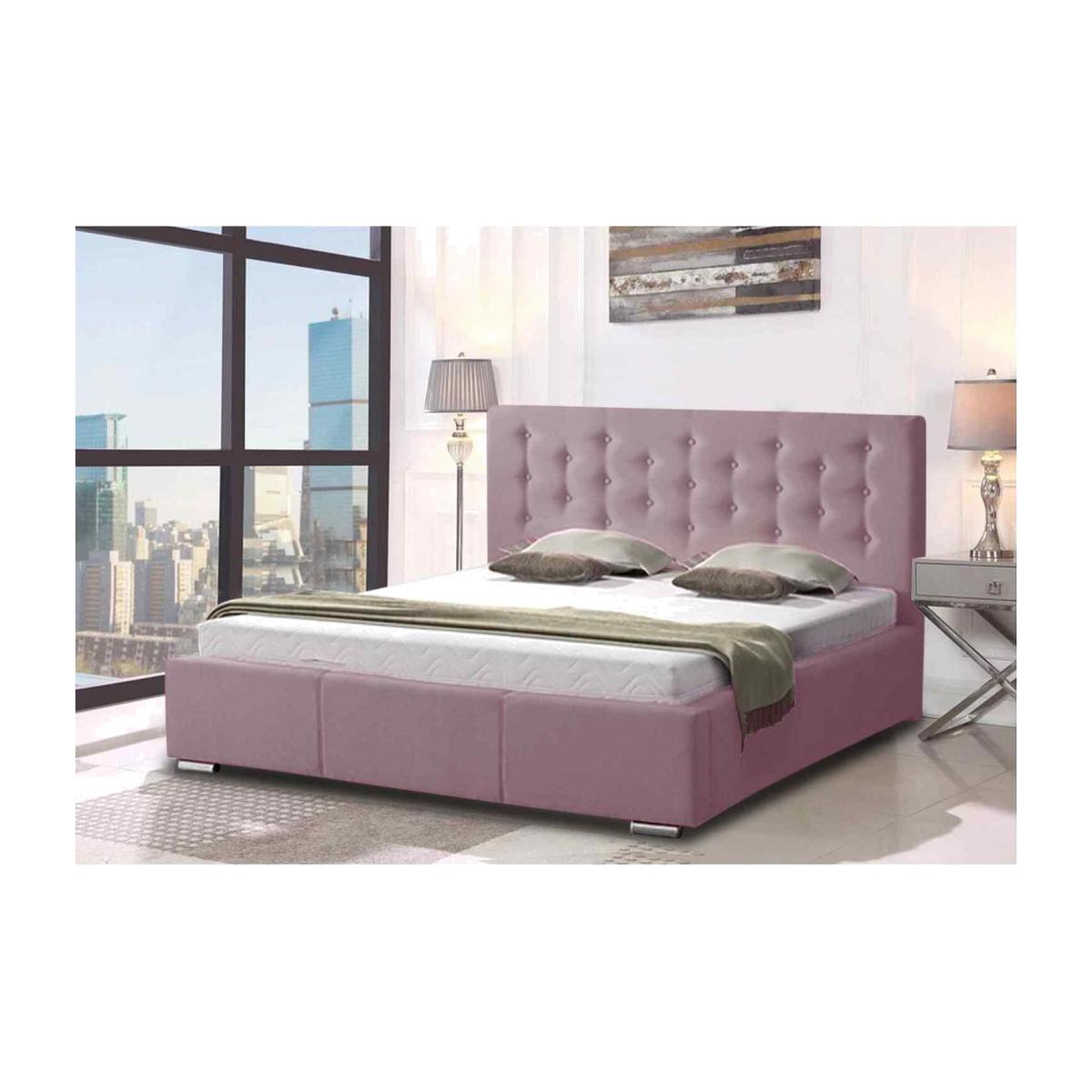 Olivia Upholstered Plush Velvet Bed Frame - Pink / King Size