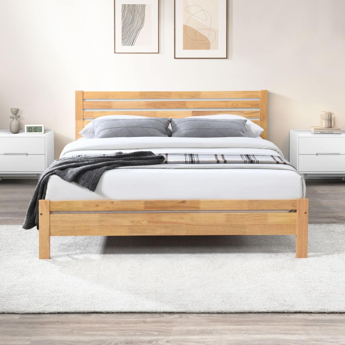Dylan Solid Rubber Wood King Size Bed Frame - Walnut – image 2