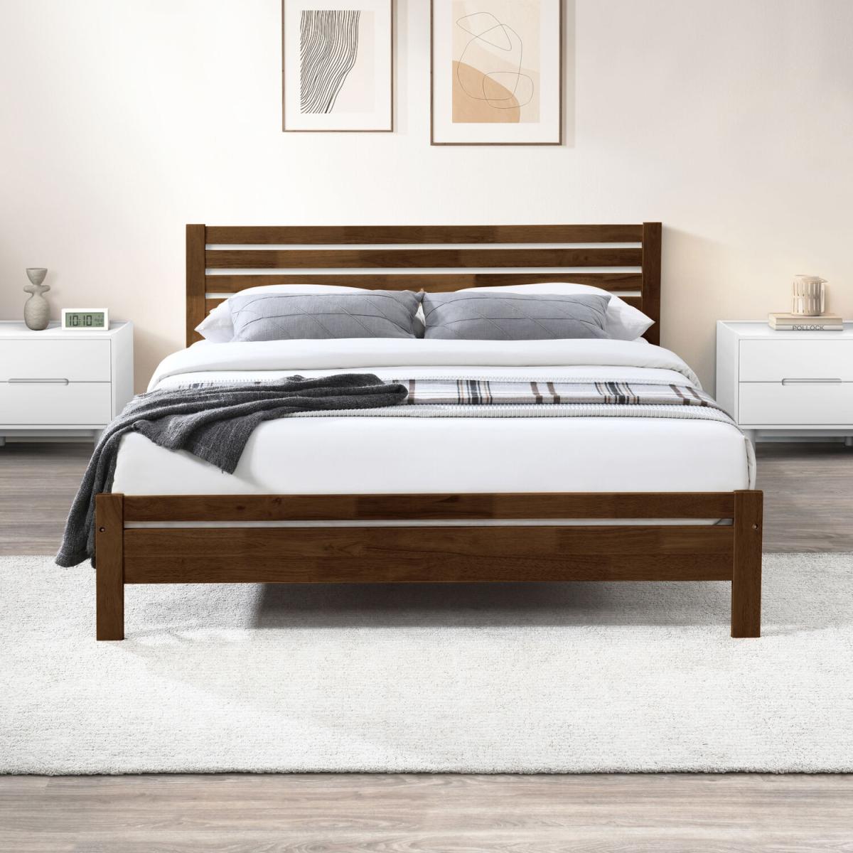 Dylan Solid Rubber Wood King Size Bed Frame - Walnut – image 6