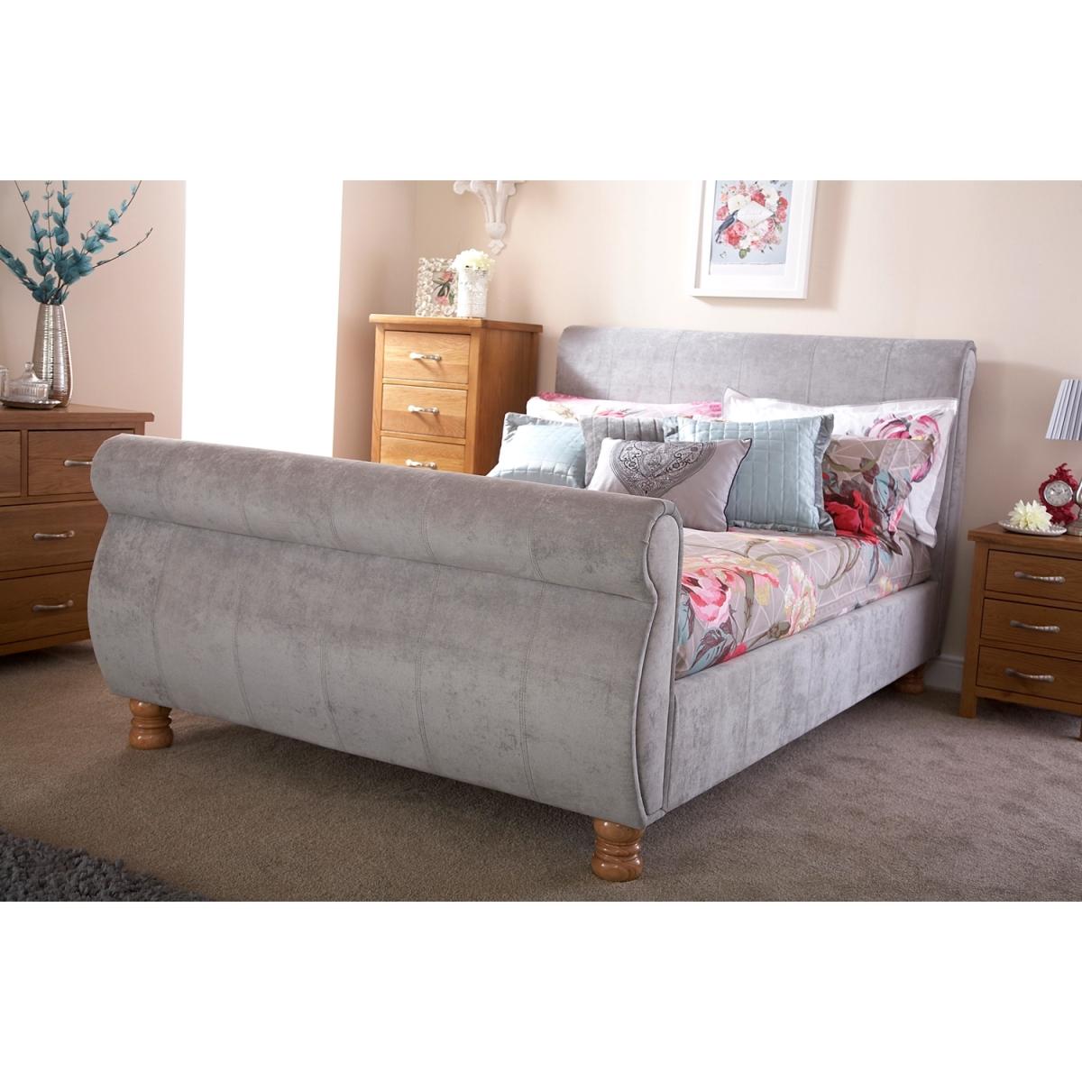 Chicago Sleigh Bed Frame - Silver / King – image 2