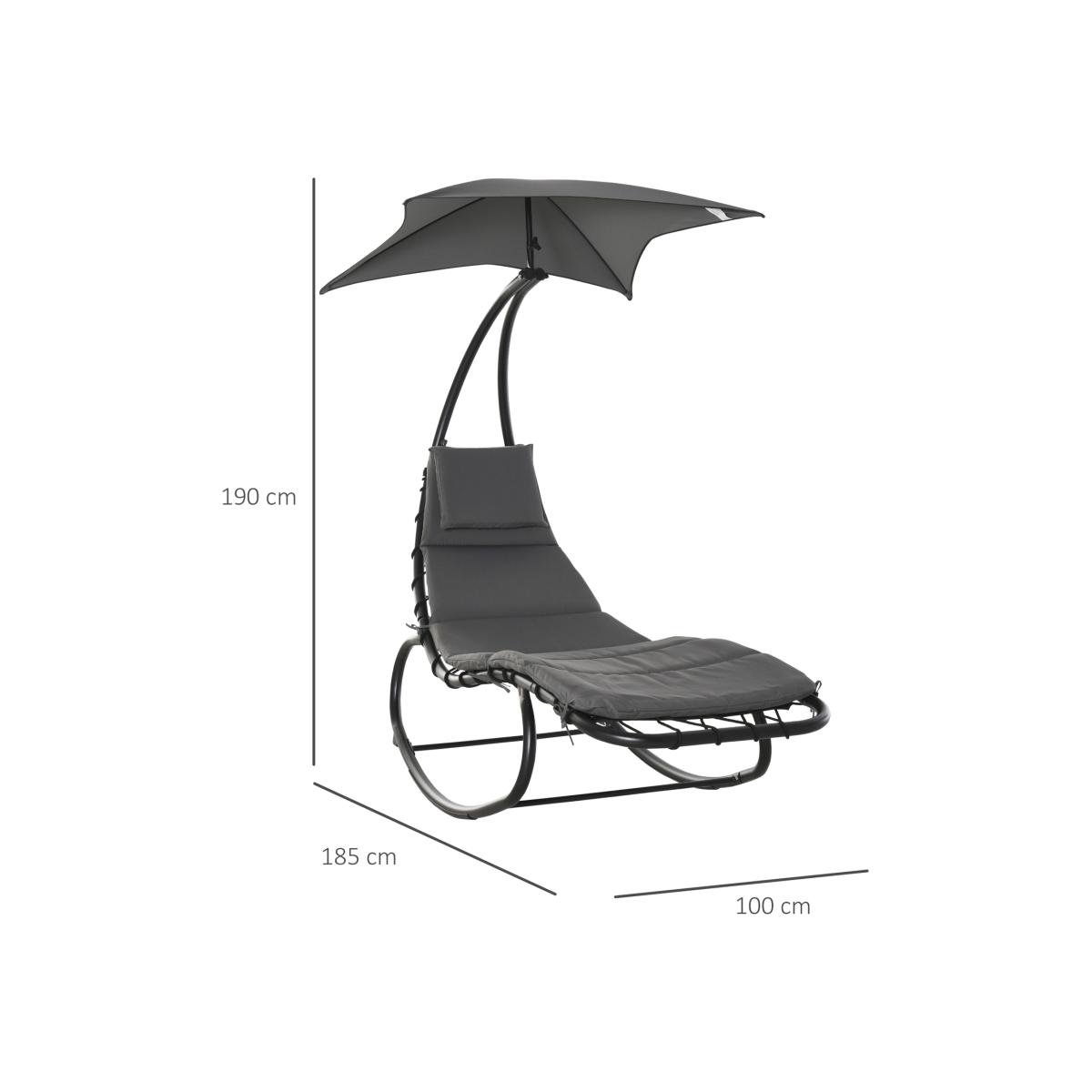 Patio Rocking Chaise Lounge Bed - Dark grey