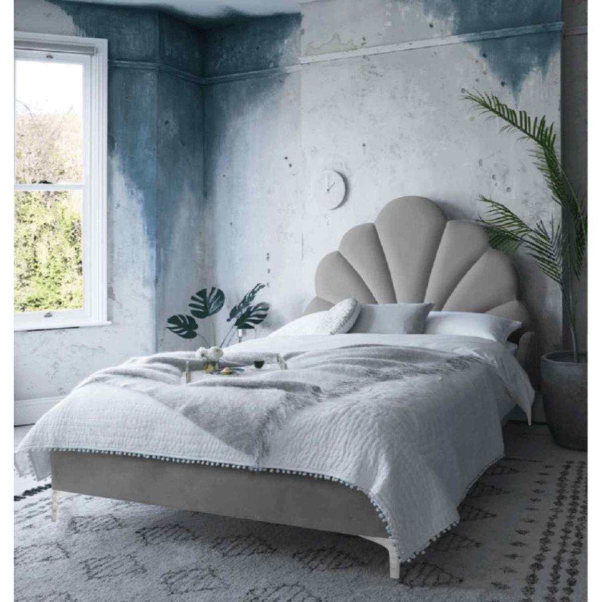 Jacob Upholstered Plush Velvet Bed Frame - Grey / King Size