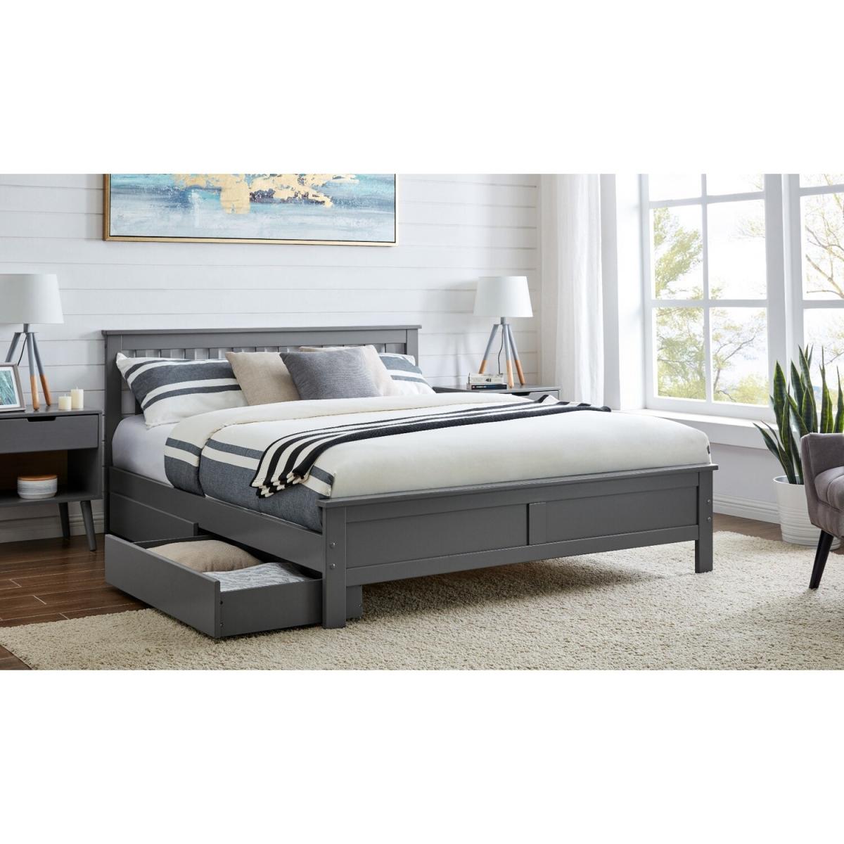Azure Modern Solid Pine Grey Bed - Grey / King / Bed Frame, Mattress & 2 Drawers – image 2