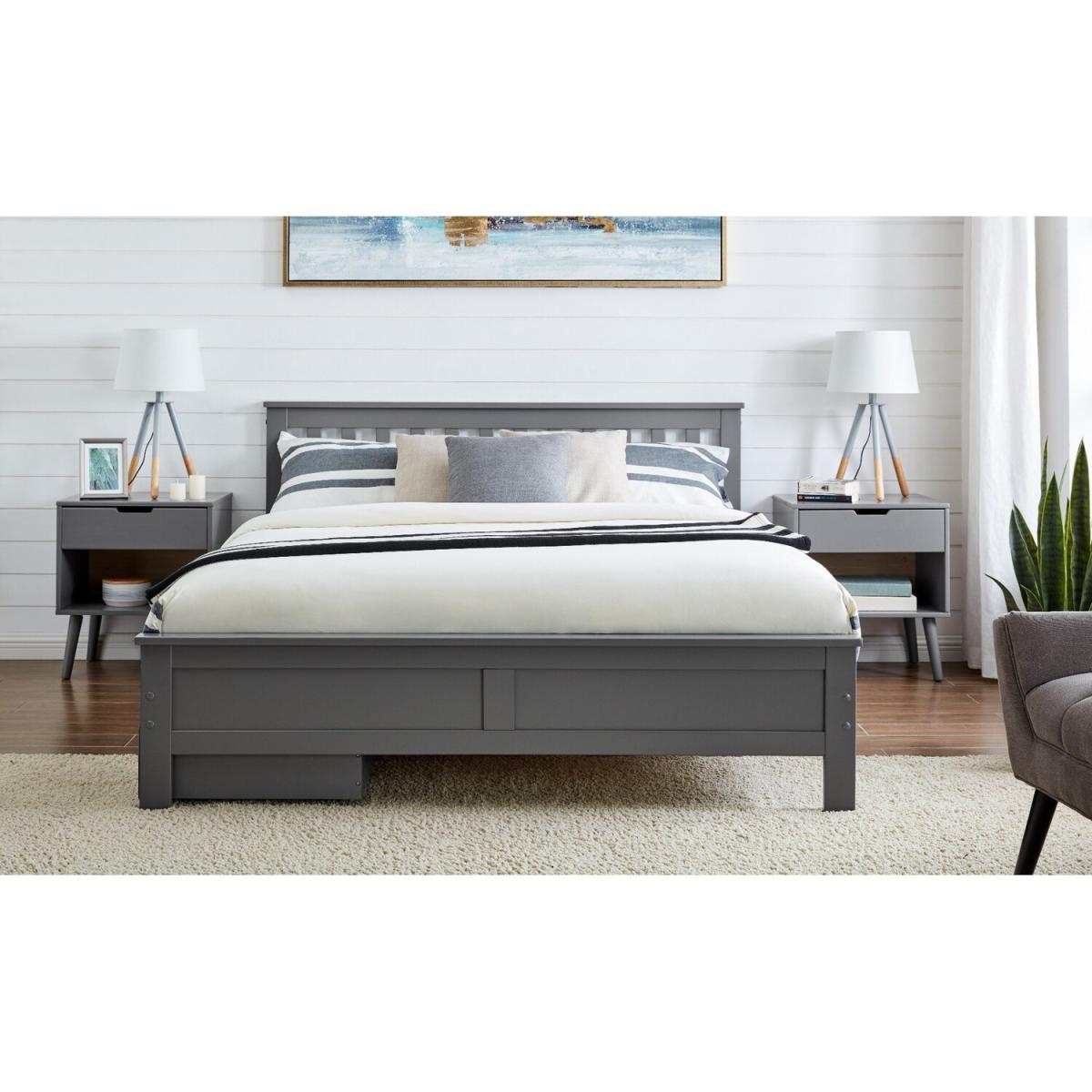 Azure Modern Solid Pine Grey Bed - Grey / King / Bed Frame, Mattress & 2 Drawers – image 3