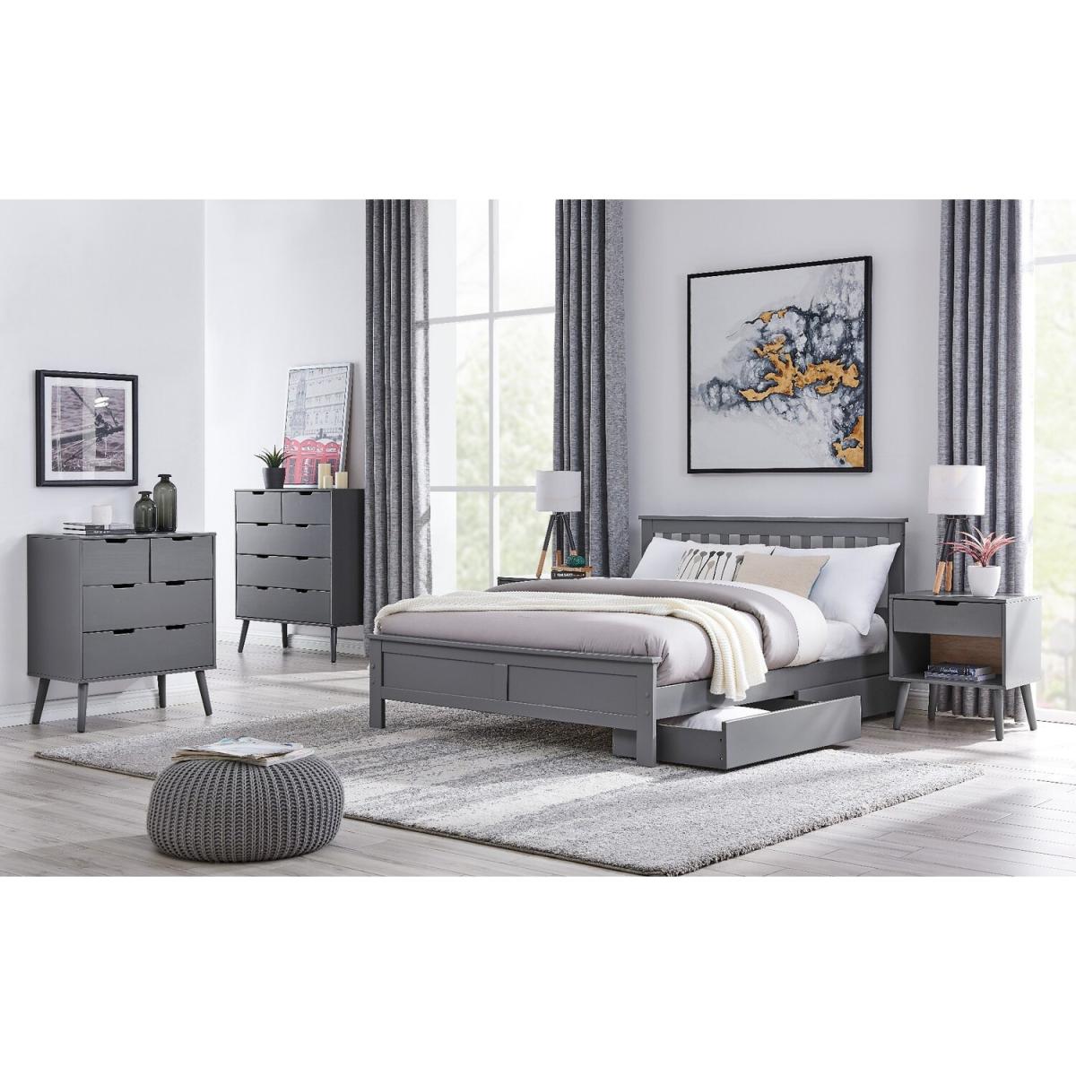 Azure Modern Solid Pine Grey Bed - Grey / King / Bed Frame, Mattress & 2 Drawers – image 7