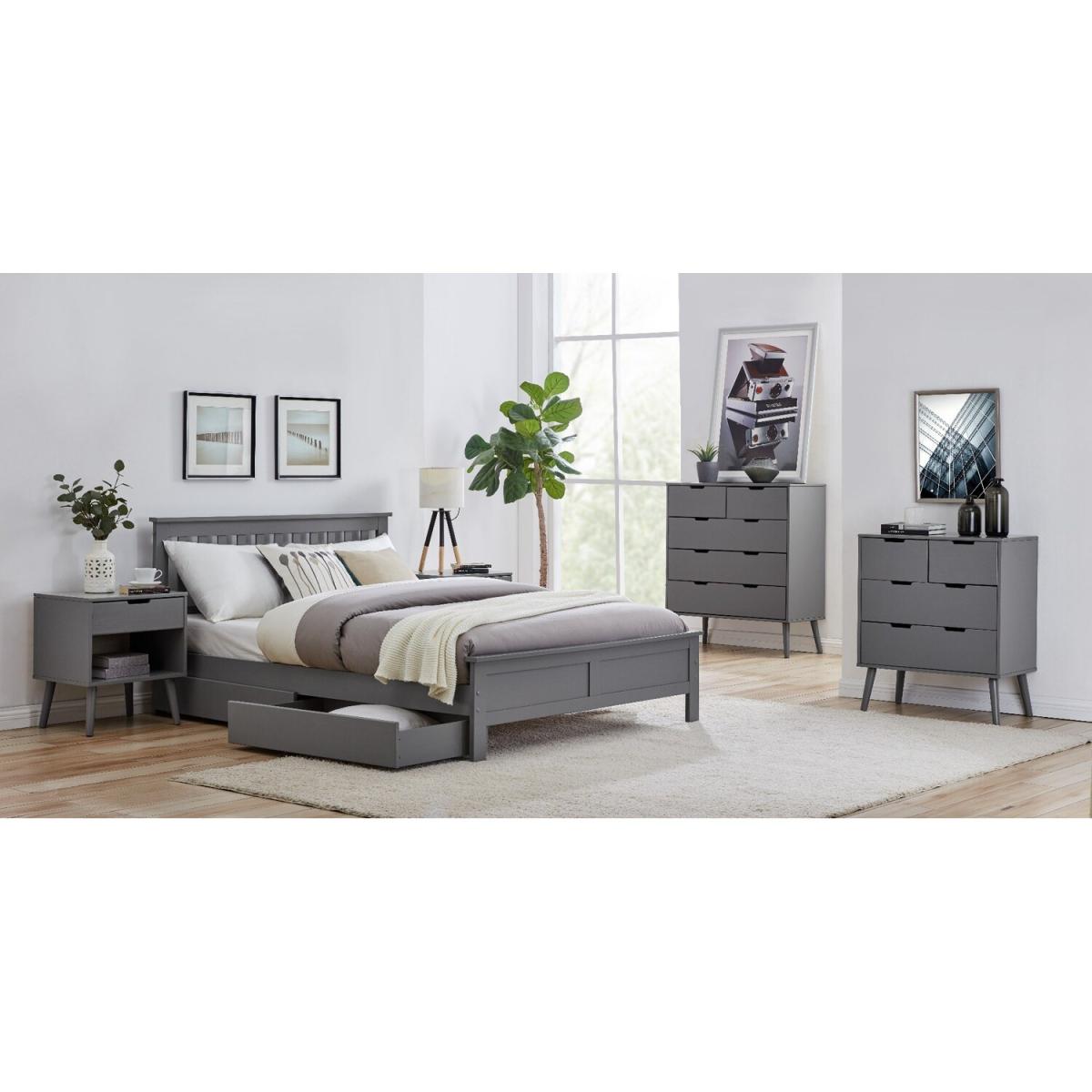 Azure Modern Solid Pine Grey Bed - Grey / King / Bed Frame, Mattress & 2 Drawers – image 8