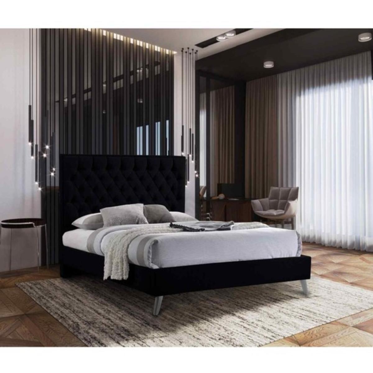 Anna Contemporary Plush Velvet Bed Frame - Black / King Size – image 1
