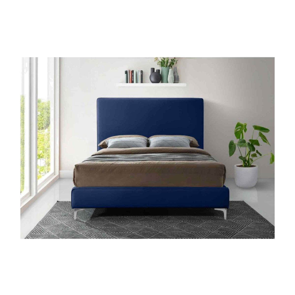 Haizea Upholstered Plush Velvet Bed Frame - Blue / King Size – image 1