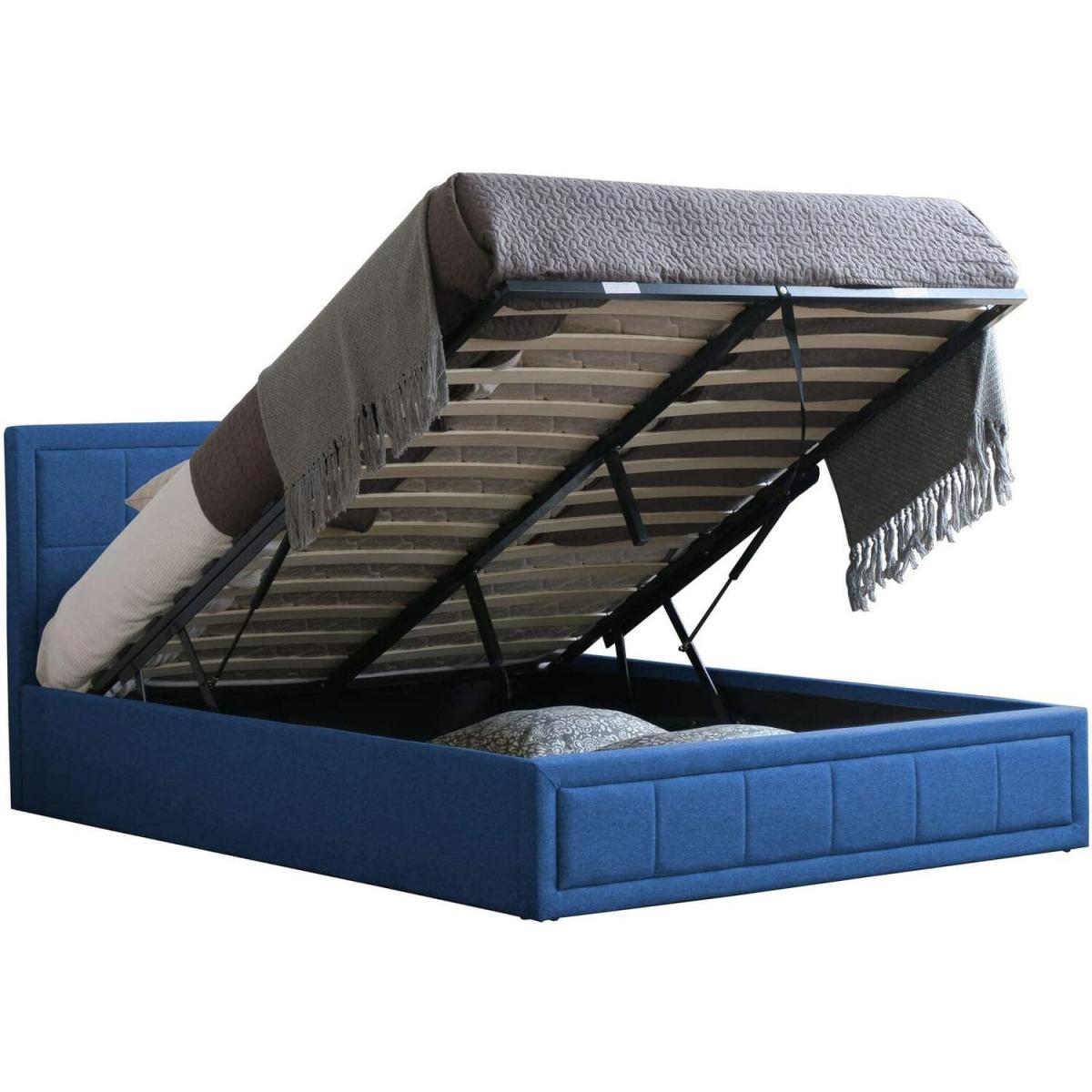 Ottoman Storage Bed Frame Velvet Upholstery  - Grey / King / No – image 11