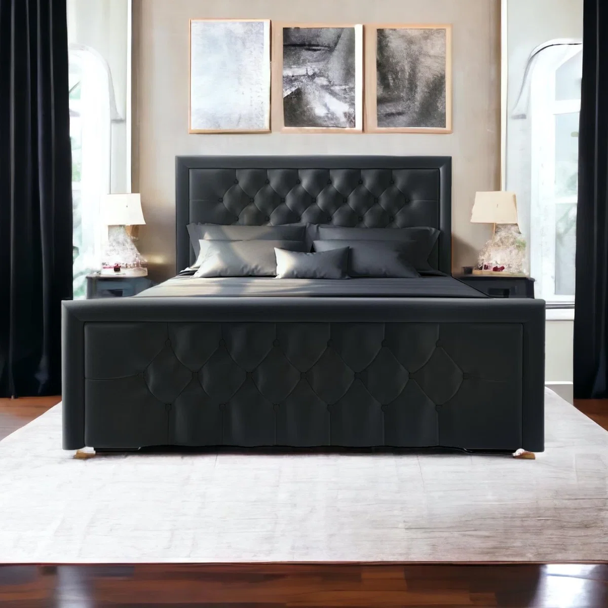 Hilton Chesterfield Bed - Black / King