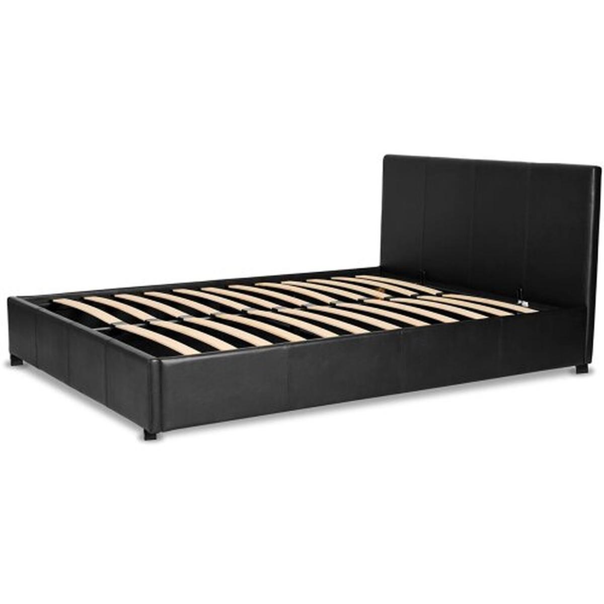 Prado PU Leather Gaslift Ottoman Storage Bed Black 5FT King - black – image 2