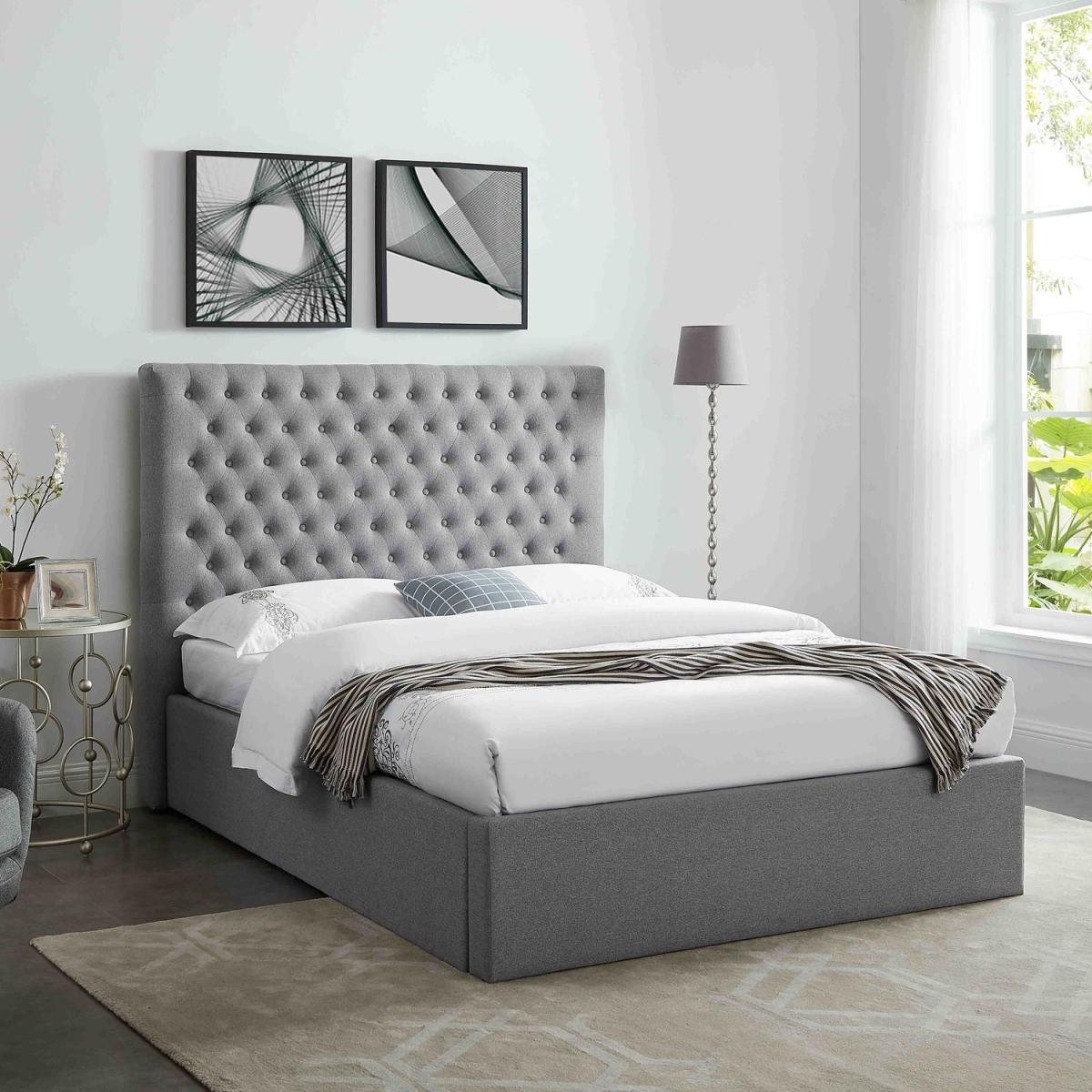 King Size Grey Ottoman Storage Bed Frame - Grey – image 2