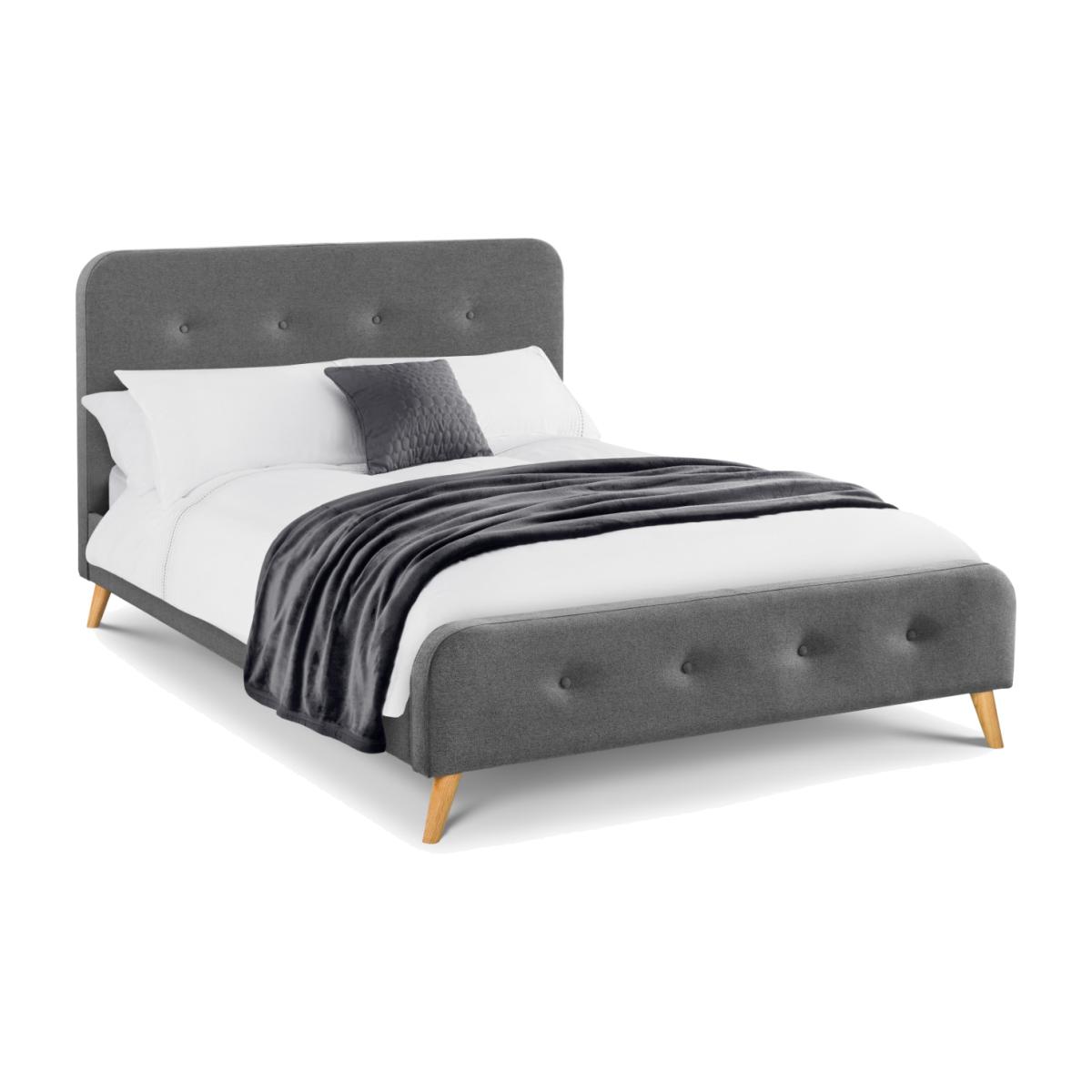 Astrid Curved Retro Buttoned Bed - Grey / King – image 1