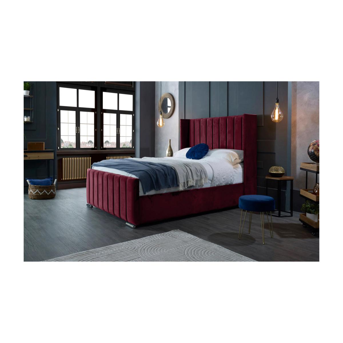Meriso Plush Bed Frame - Maroon / King