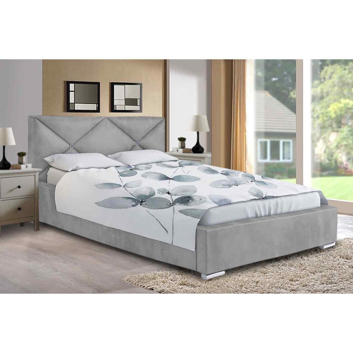 Mia Upholstered Plush Velvet Bed Frame - Grey / King Size – image 2