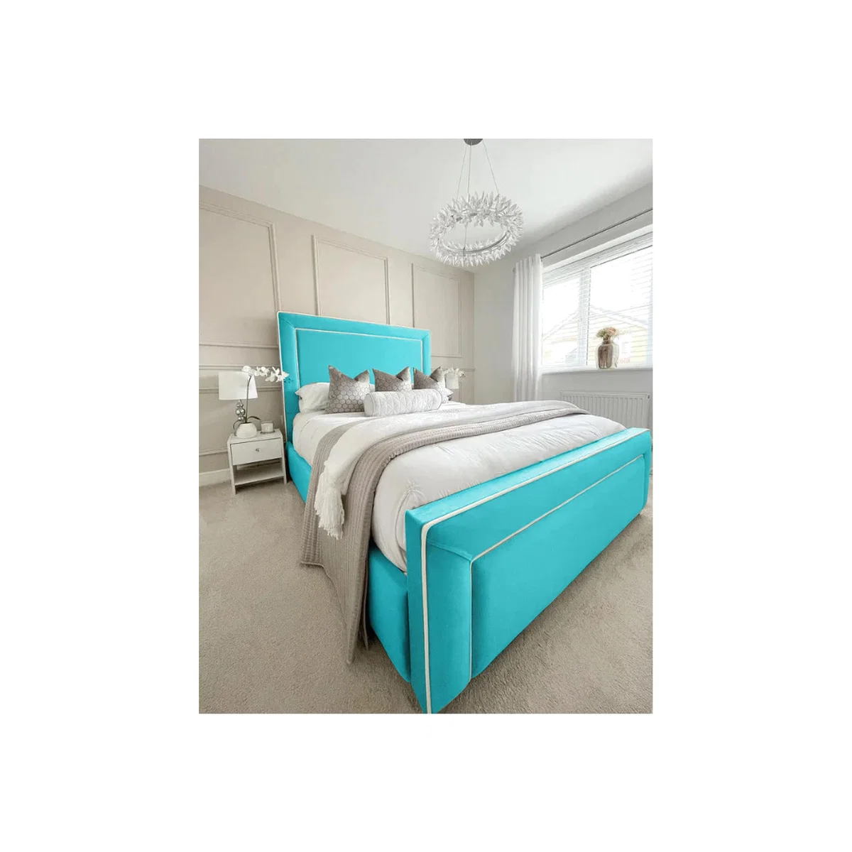 Arring Plush Bed Frame - Teal / King