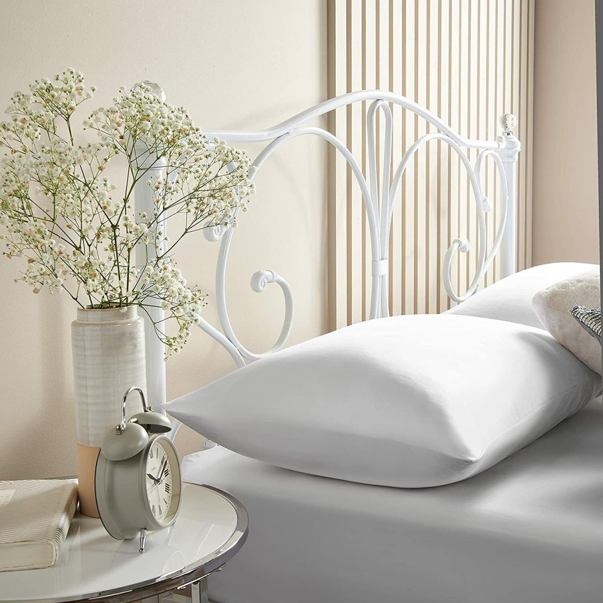 Crystal Metal Bed Frame With Hybrid Mattress - White / King – image 4