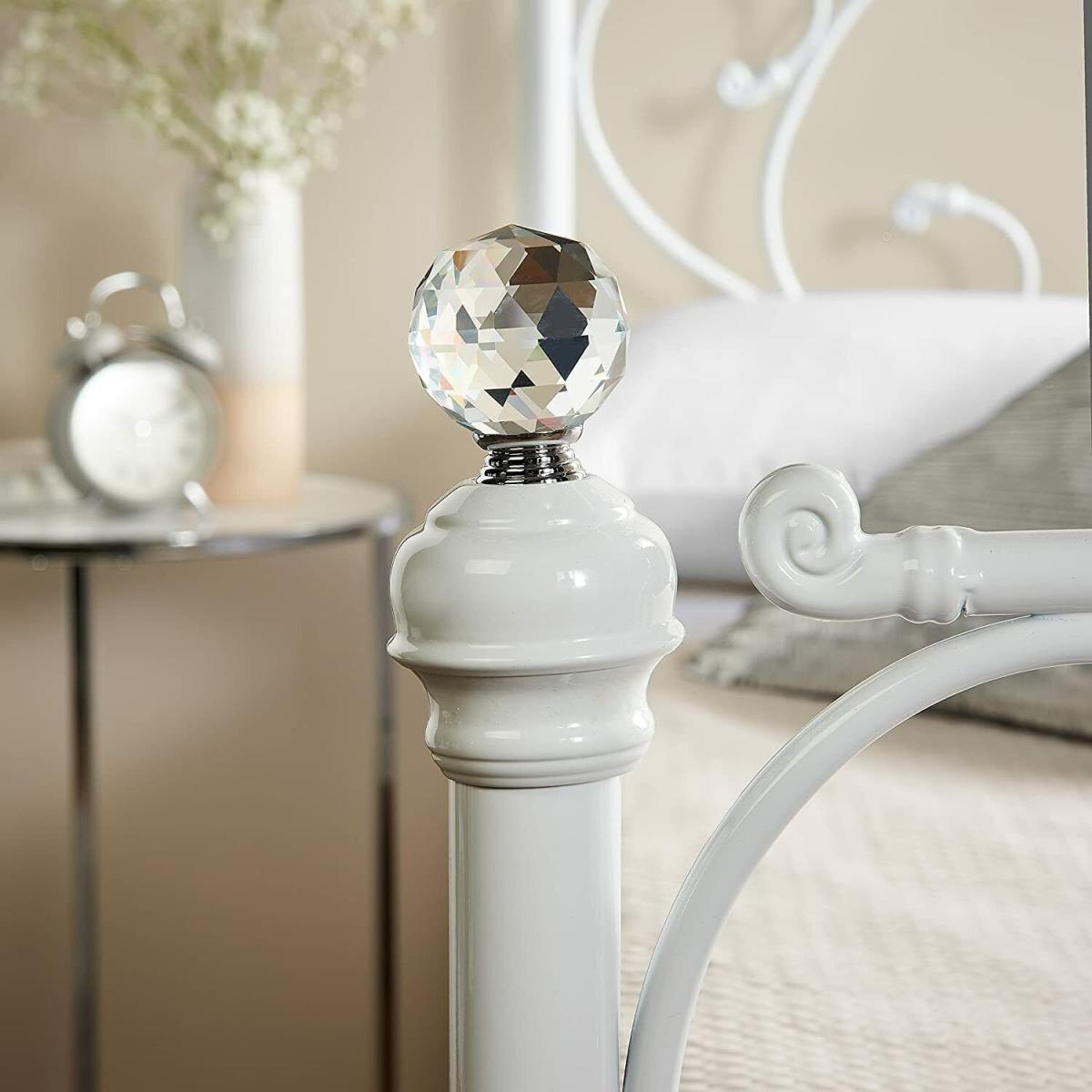 Crystal Metal Bed Frame With Hybrid Mattress - White / King – image 5