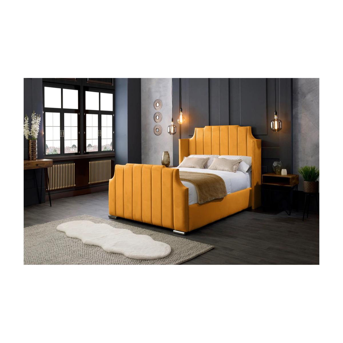 Nelly Plush Bed Frame - Mustard / King