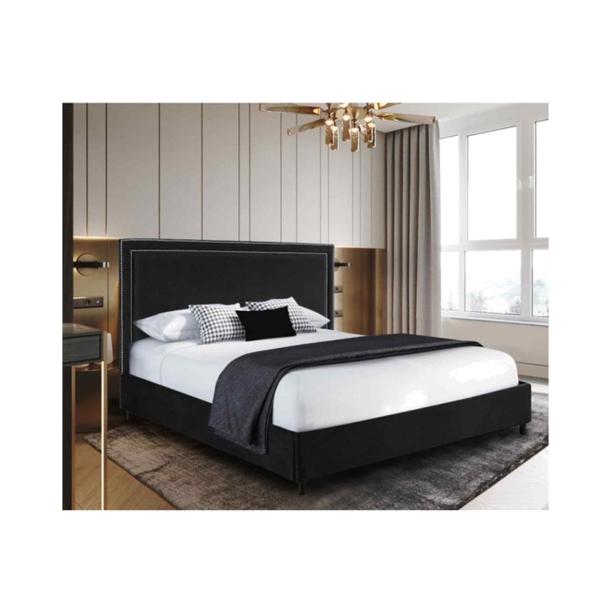 Richard Upholstered Plush Velvet Bed Frame - Black / King Size – image 1